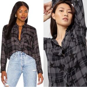 RAILS Stars Button Up Long Sleeve Flannel Plaid Top Shirt